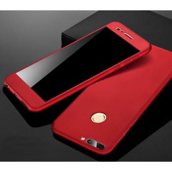 Пластиковый непрозрачный матовый сборный чехол с улучшенной защитой элементов корпуса для Huawei Honor 8 Pro Красный