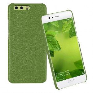 Кожаный чехол накладка (премиум нат. кожа) для Huawei P10  Зеленый