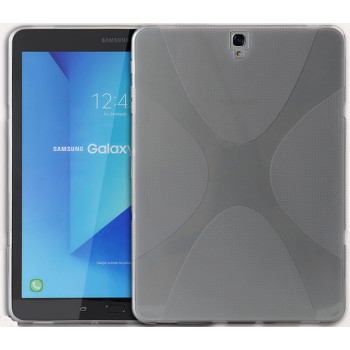 Силиконовый матовый полупрозрачный чехол с нескользящими гранями и дизайнерской текстурой X для Samsung Galaxy Tab S3  Серый