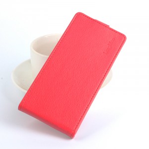 Чехол вертикальная книжка на силиконовой основе с отсеком для карт на магнитной защелке для Meizu M5 Красный