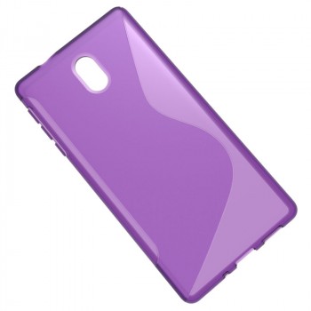 Силиконовый матовый полупрозрачный чехол с дизайнерской текстурой S для Nokia 3  Фиолетовый