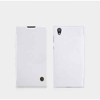Винтажный чехол флип на пластиковой основе с отсеком для карт для Sony Xperia L1 Белый