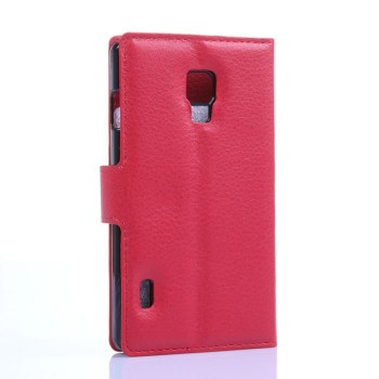 Чехол портмоне подставка на пластиковой основе с отсеком для карт на магнитной защелке для LG Optimus L7 2 II Красный