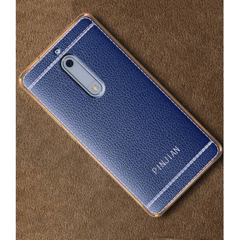 Силиконовый чехол накладка для Nokia 5 с текстурой кожи Синий
