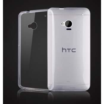 Силиконовый глянцевый транспарентный чехол для HTC One (M7) One SIM (Для модели с одной сим-картой)