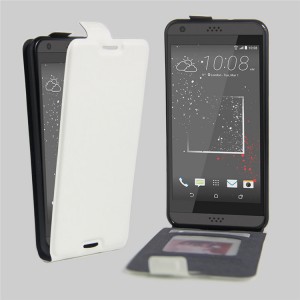 Чехол вертикальная книжка на силиконовой основе с отсеком для карт на магнитной защелке для HTC Desire 530/630 Белый