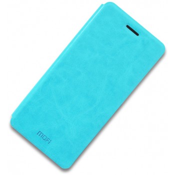 Глянцевый водоотталкивающий чехол горизонтальная книжка подставка на силиконовой основе для Meizu Pro 7 Plus Голубой
