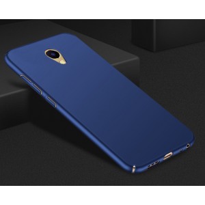 Пластиковый непрозрачный матовый металлик чехол с улучшенной защитой элементов корпуса для Meizu M5c  Синий