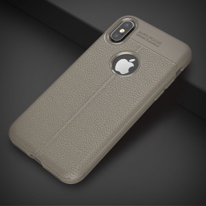 Силиконовый чехол накладка для Iphone X/XS/x10 с текстурой кожи Серый