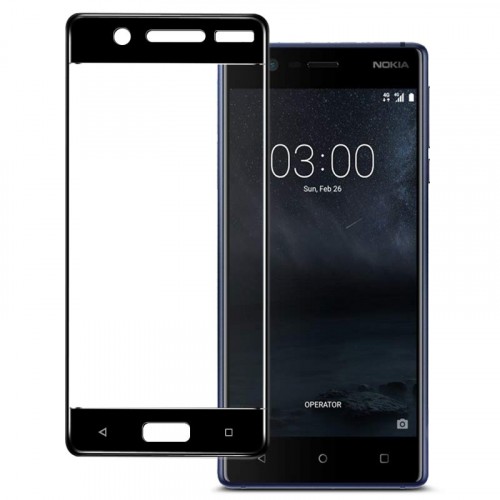 3D полноэкранное ультратонкое износоустойчивое сколостойкое олеофобное защитное стекло для Nokia 3, цвет Черный
