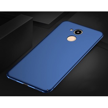 Пластиковый непрозрачный матовый чехол с допзащитой торцов для Huawei Honor 6C Pro Синий