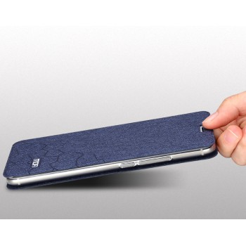 Чехол горизонтальная книжка подставка текстура Соты на силиконовой основе для Meizu M6 Синий