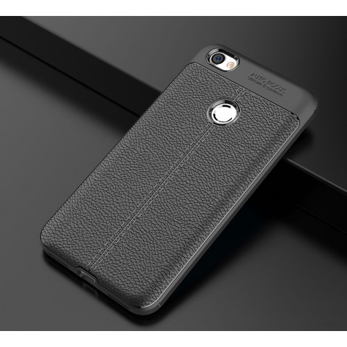 Силиконовый чехол накладка для Xiaomi RedMi Note 5A/Prime/Pro с текстурой кожи, цвет Черный