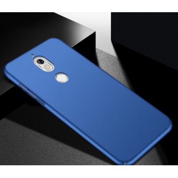 Пластиковый непрозрачный матовый металлик чехол с допзащитой торцов для Nokia 7 Синий