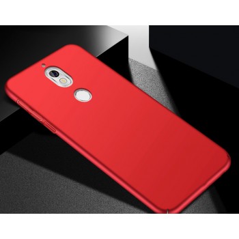 Пластиковый непрозрачный матовый металлик чехол с допзащитой торцов для Nokia 7 Красный