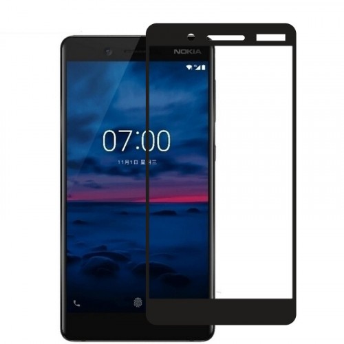 Полноэкранное износоустойчивое сколостойкое олеофобное защитное стекло-пленка для Nokia 7, цвет Черный