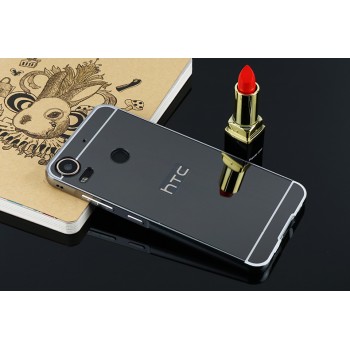 Двухкомпонентный чехол c металлическим бампером с поликарбонатной накладкой и зеркальным покрытием для HTC Desire 10 Pro  Черный