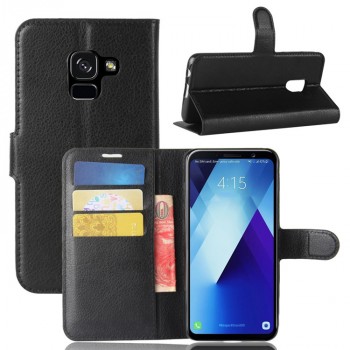 Чехол портмоне подставка на силиконовой основе с отсеком для карт на магнитной защелке для Samsung Galaxy A8 (2018)