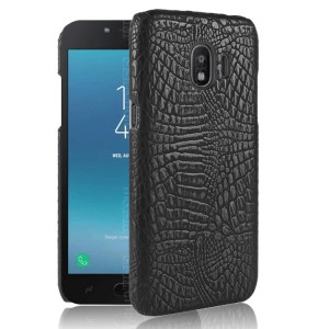 Чехол задняя накладка для Samsung Galaxy J2 (2018) с текстурой кожи крокодила Черный