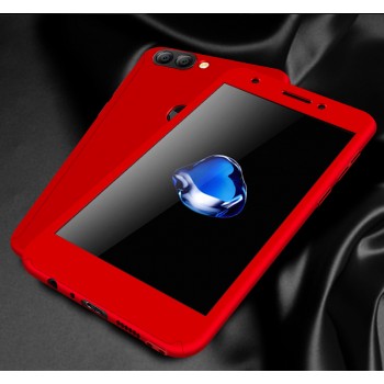 Пластиковый непрозрачный матовый чехол сборного типа с улучшенной защитой элементов корпуса для Huawei P Smart Красный