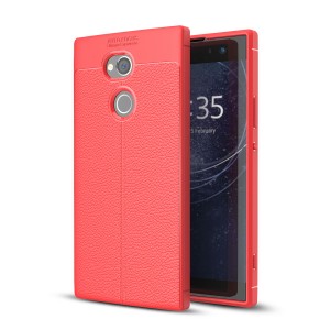 Силиконовый чехол накладка для Sony Xperia XA2 Ultra с текстурой кожи Красный