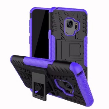 Экстрим противоударный чехол для Samsung Galaxy S9 с подставкой и текстурой шины Фиолетовый