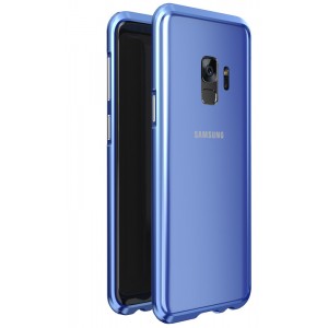 Металлический округлый бампер сборного типа на винтах для Samsung Galaxy S9 Синий