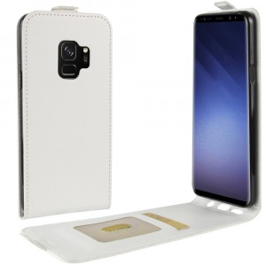 Вертикальный чехол-книжка для Samsung Galaxy S9 с отделениями для карт и магнитной защелкой Белый