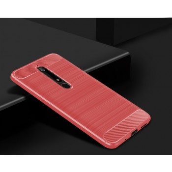 Матовый силиконовый чехол для Nokia 6.1/6 (2018) с текстурным покрытием металлик Красный