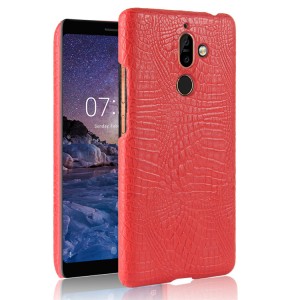 Чехол задняя накладка для Nokia 7 Plus с текстурой кожи крокодила Красный