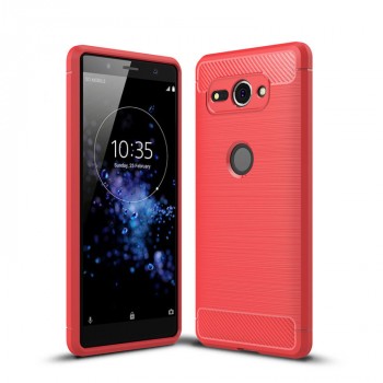 Силиконовый матовый непрозрачный чехол с текстурным покрытием Металлик для Sony Xperia XZ2 Compact Красный