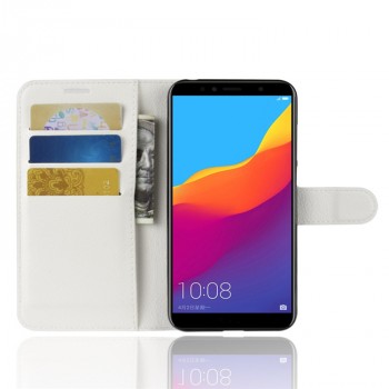 Чехол портмоне подставка для Huawei Honor 7C/Y6 Prime (2018)/7A Pro с магнитной защелкой и отделениями для карт Белый