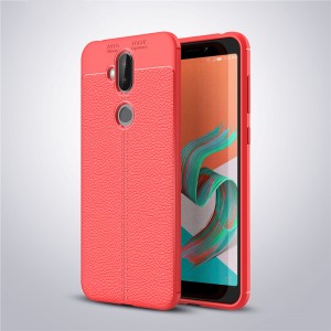Силиконовый чехол накладка для ASUS ZenFone 5 Lite с текстурой кожи Красный