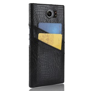 Чехол задняя накладка для Blackberry Priv с текстурой кожи Черный