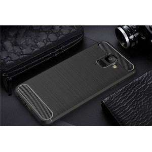 Матовый силиконовый чехол для Samsung Galaxy A6 с текстурным покрытием металлик Черный
