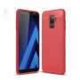 Матовый силиконовый чехол для Samsung Galaxy A6 Plus с текстурным покрытием металлик, цвет Красный
