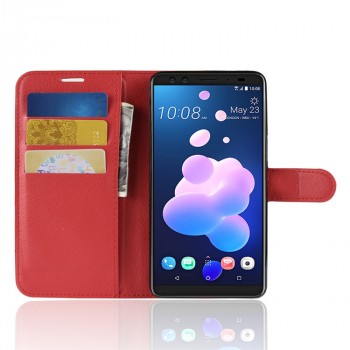 Чехол портмоне подставка для HTC U12 Plus с магнитной защелкой и отделениями для карт Красный