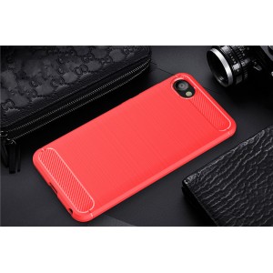 Матовый силиконовый чехол для HTC Desire 12 с текстурным покрытием металлик Красный