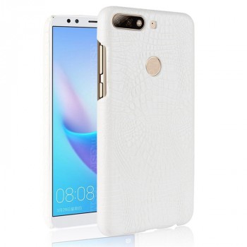 Чехол задняя накладка для Huawei Honor 7C Pro с текстурой кожи Белый