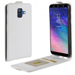 Вертикальный чехол-книжка для Samsung Galaxy A6 с отделениями для карт и магнитной защелкой Белый