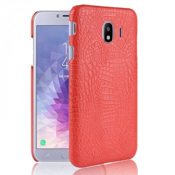 Чехол задняя накладка для Samsung Galaxy J4 с текстурой кожи крокодила Красный