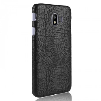 Чехол задняя накладка для Samsung Galaxy J4 с текстурой кожи крокодила Черный