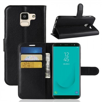 Чехол портмоне подставка для Samsung Galaxy J6 с магнитной защелкой и отделениями для карт
