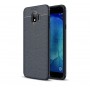 Силиконовый чехол накладка для Samsung Galaxy J4 с текстурой кожи, цвет Черный