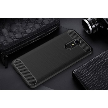 Матовый силиконовый чехол для LG Q7 с текстурным покрытием металлик Черный
