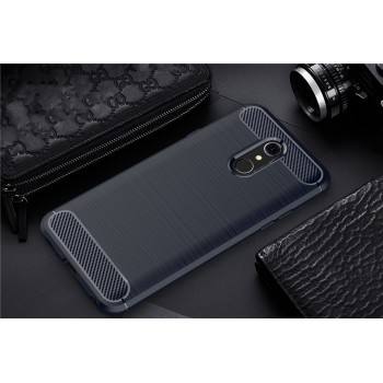Матовый силиконовый чехол для LG Q7 с текстурным покрытием металлик Синий