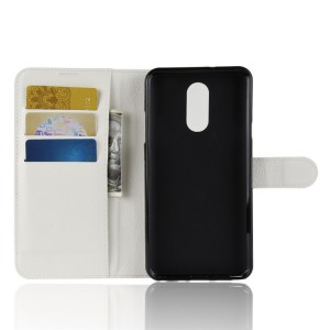 Чехол портмоне подставка для LG Q Stylus с магнитной защелкой и отделениями для карт Белый