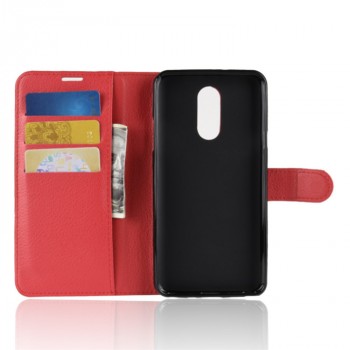 Чехол портмоне подставка для LG Q Stylus с магнитной защелкой и отделениями для карт Красный