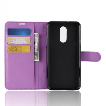 Чехол портмоне подставка для LG Q Stylus с магнитной защелкой и отделениями для карт Фиолетовый