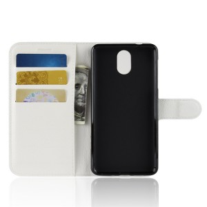 Чехол портмоне подставка для Nokia 3.1 с магнитной защелкой и отделениями для карт Белый